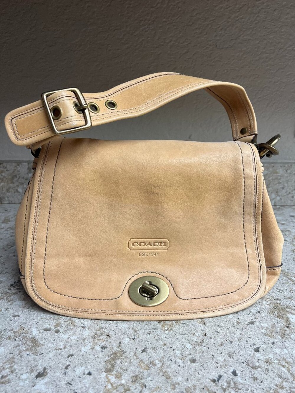 Coach Legacy 65th Anniversary Vachetta Leather Cresent Shoulder Bag Camel 11134